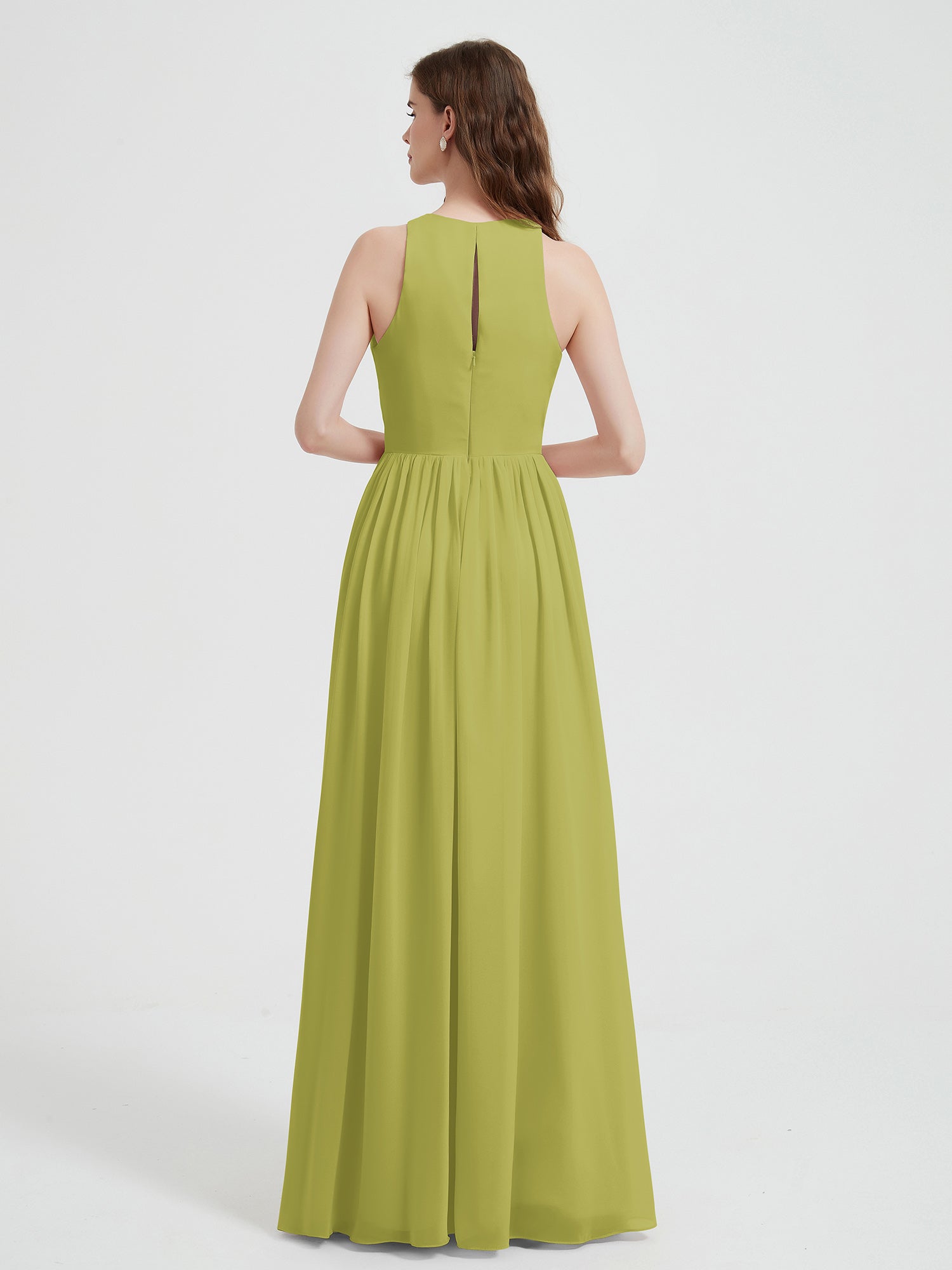 Halter Chiffon Simple Dress with Slit Clover